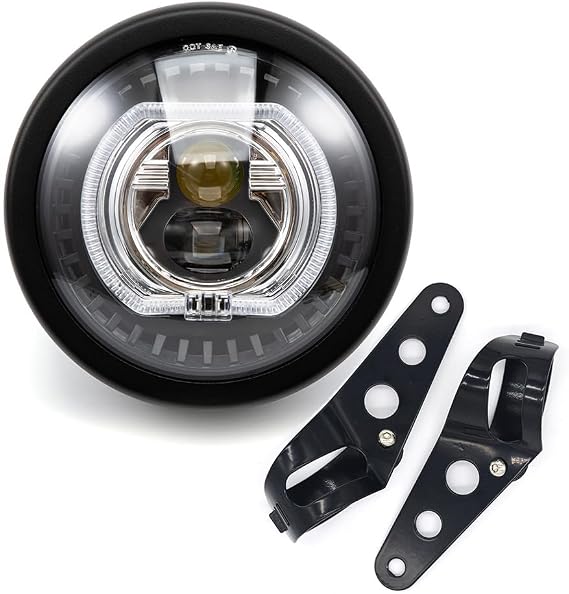 Universal Motorcycle Headlight, 6.5inch Head Lamp with bracket for Cafe Racer Bobber Chopper CG125 GN125