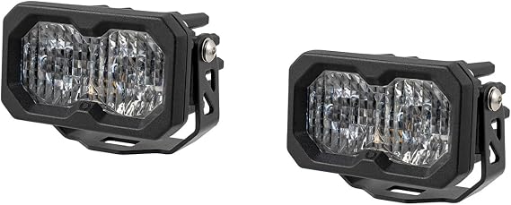 C2 2.0 SAE/DOT White Sport Standard LED Pod (pair), Combo/Driving w/Amber Backlight