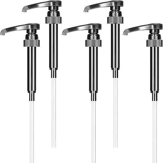 NUOOO Syrup Pump Dispenser for 1L Bottle, Black (5PCS), Food-grade Plastic, Wide Applications, Compatible with Various Brands