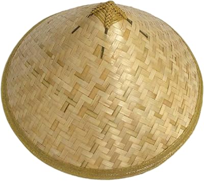 Straws Hat Oriental Bamboo Hat for Women Men Sun Protective Conical Hat Breathable Wide Brimmed BambooWoven Cosplay Coolies, Diameter 42cm