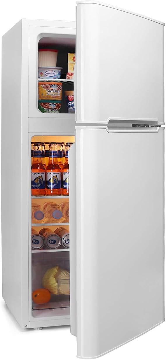 Mini Fridge with Freezer, 4.5 Cu.Ft Compact Refrigerator with freezer, 2 Door Mini Fridge with freezer, Upright for Dorm, Bedroom, Office, Apartment- Food Storage or Drink Beer (white)