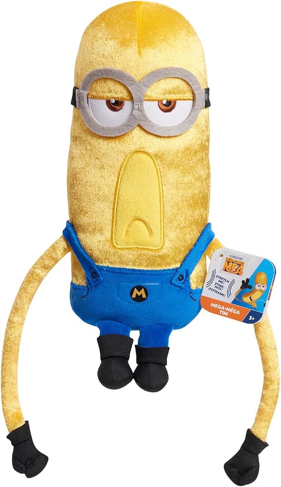 Illumination Minions Despicable Me 4 Squooshy Plush Mega Tim, Kids Toys for Ages 3 Up by Just Play