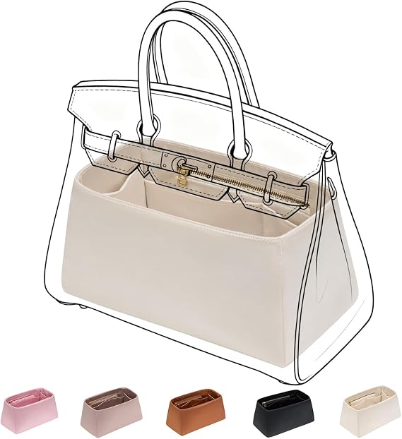 ZTUJO Silky Purse Organizer For Birkin, Luxury Purse Organizer Insert (Craie, BK25)