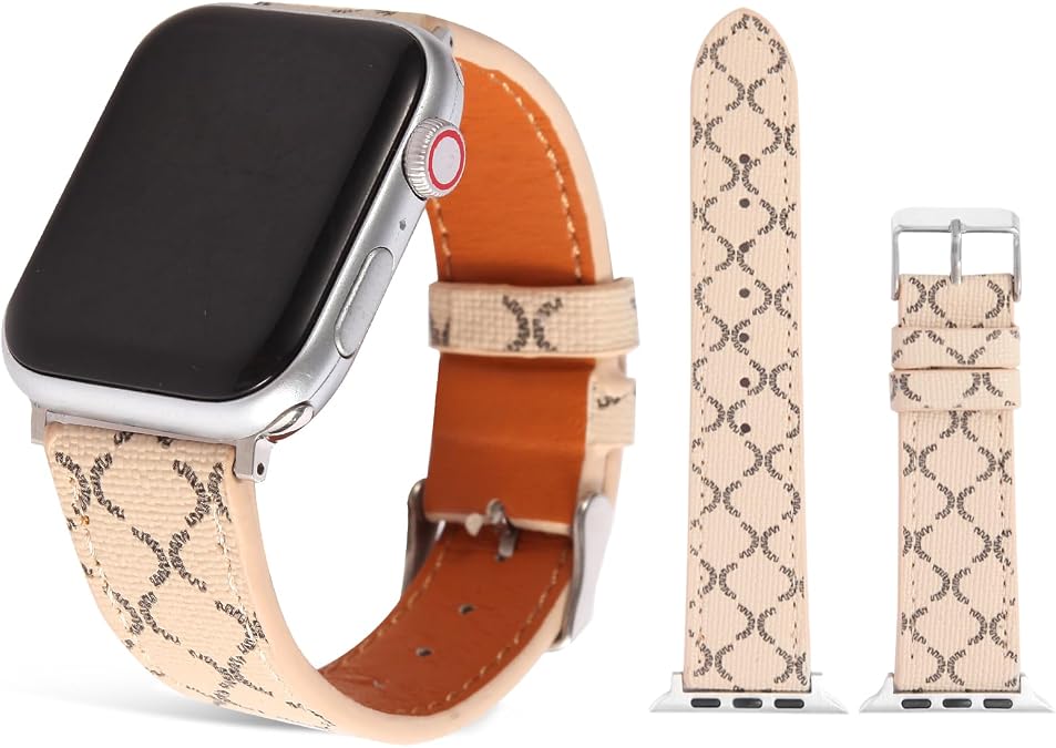 Designer Band Compatible with Apple Watch S11 42mm&46mm 38mm 40mm 41mm 44mm 45mm 49mm for Women, Fancy Leather Strap Luxury Wristband Replacement for iWatch 10 9 8 7 6 5 4 3 2 1 SE