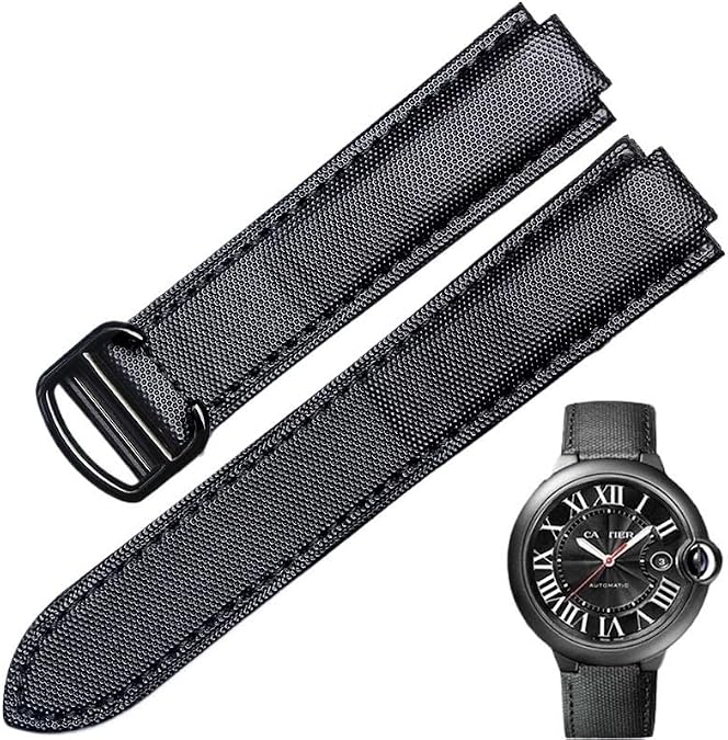 Fabric Nylon Leather watch Strap For Cartier Ballon Bleu Warrior Knight