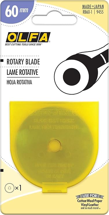 OLFA 60mm Rotary Replacement Blade (RB60-1) - Tungsten Steel, 1 Blade