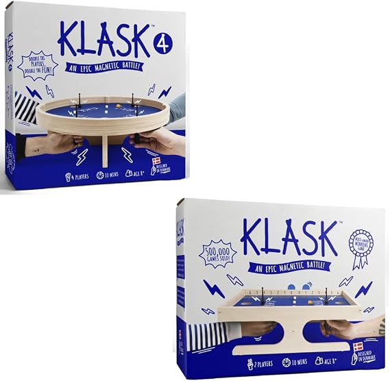 KLASK & KLASK 4: The Original and 4 Player Magnetic Party Games of Skill Bundle