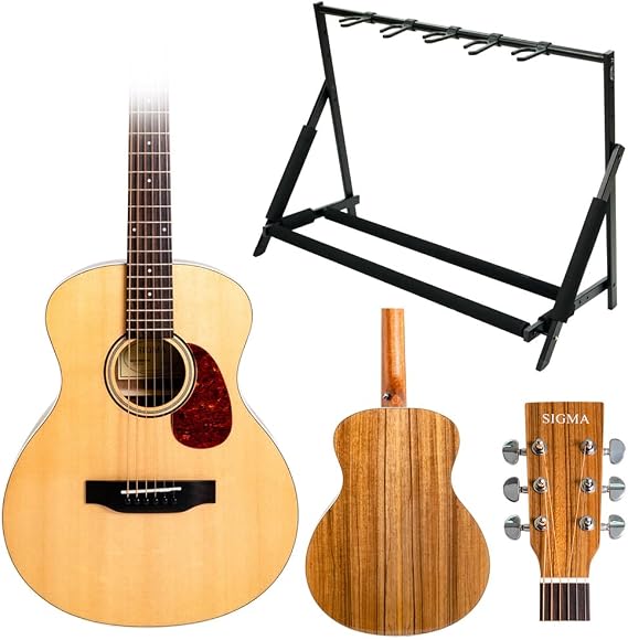 SIGMA Junior 3/4 Size Acoustic Guitar + Stage Rocker Multi Guitar Stand