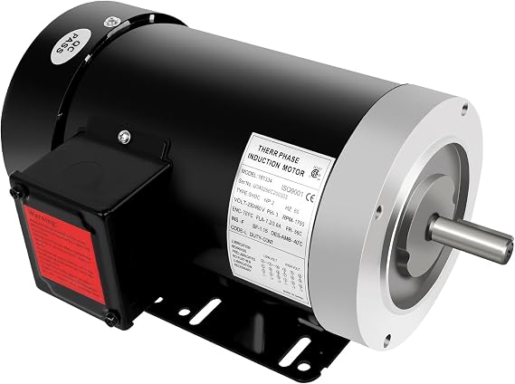Electric Motor 2HP, 1750RPM General Purpose Motor, Three Phase 56C Motor TEFC 230/460V 5/8" Shaft Diameter 4 Pole 60HZ