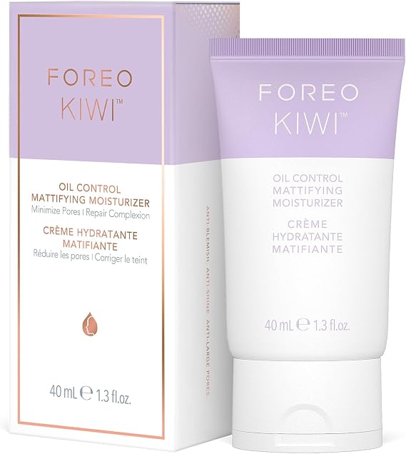 FOREO KIWI Yağ Kontrolü Matlaştırıcı Nemlendirici – Akneye eğilimli yağlı ciltler için, mikrodermabrazyon ve gözenek vakum sonrası bakım – Dermatolog onaylı, vegan, 40 mL