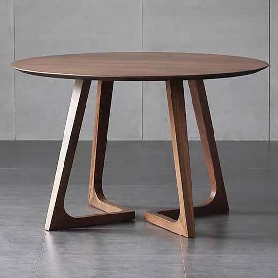 Mid Century Modern Dining Table Round Solid Wood Kitchen Dining Room Tables Rustic Pedestal Table Small Leisure Coffee Table for 2,4 People for Living Room(Walnut Color,90 * 75cm)