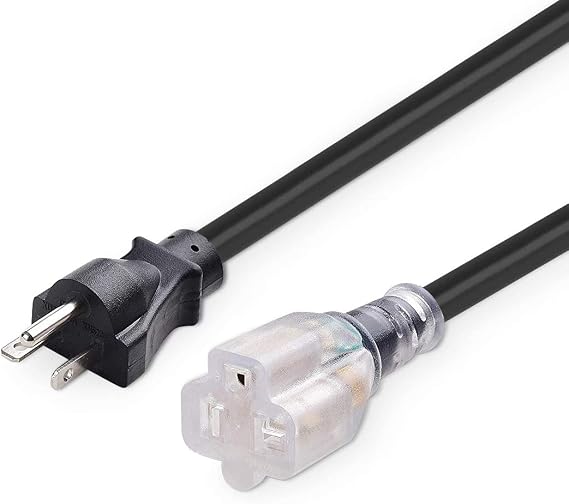8FT Heavy Duty Durable NEMA 5-20P/NEMA 5-15/20R Indoor/Outdoor Extension Cords, 20 Amps 125Volt