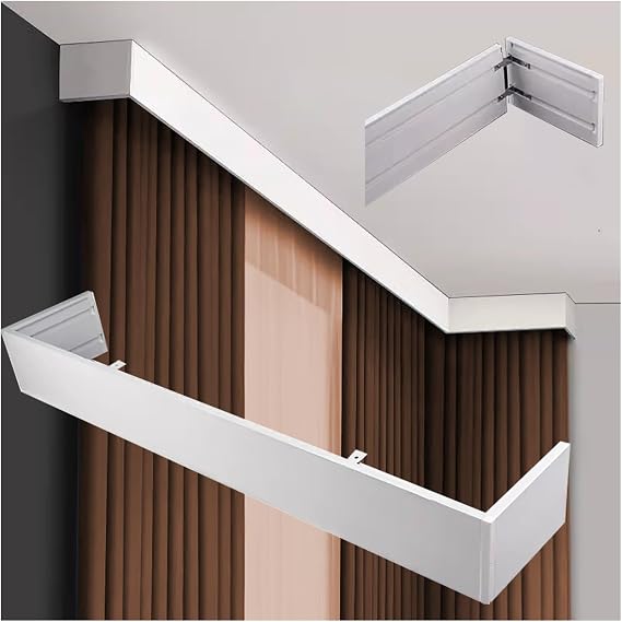 YLLFFLL White Curtain Pelmet Box No Track, Ceiling Mount Curtain Valance Box Only, Heavy Duty Curtain Rod Cover Box Frame for Home Office, U-Shape White Metal Cornice Boards(22ft/6.7m)