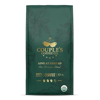 Couples Coffee Organic Ground Coffee | Fair Trade Organic Guatemalan Medium-Dark Roast | Gives Back to Military Families | Love at First Sip | Made with 100% Arabica Beans | 12oz