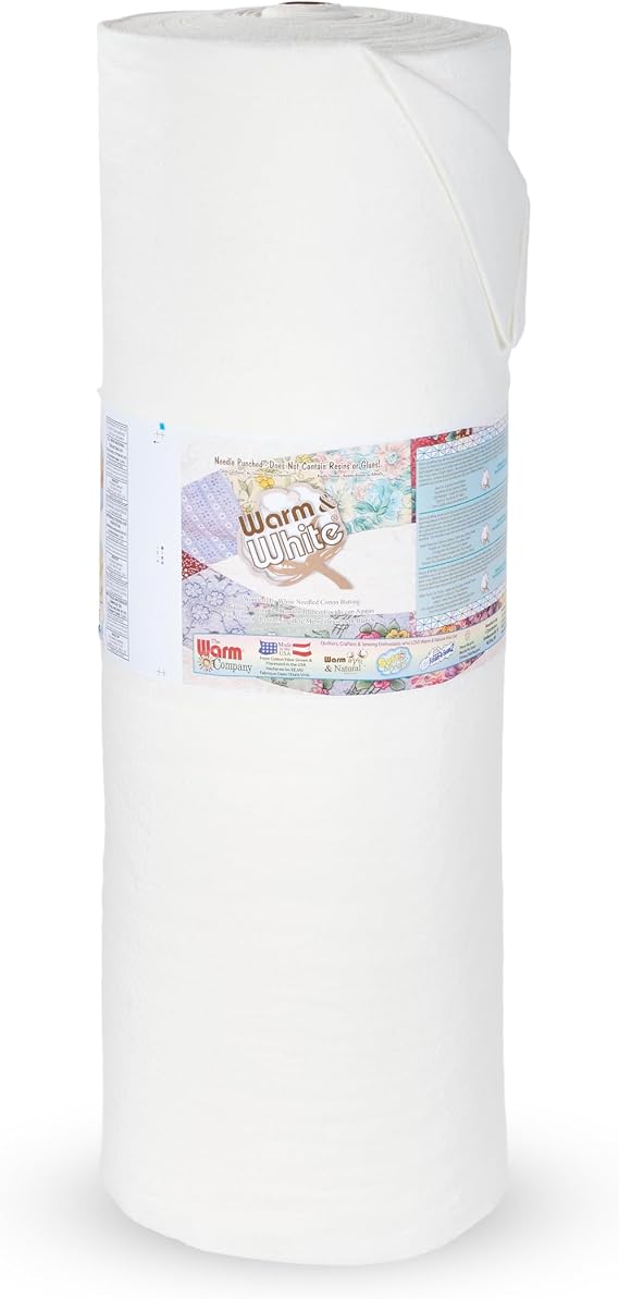 The Warm Company Warm & White Cotton Batting 45" x 40 Yard Bolt Premium Needle-Punched Quilt Batting for Crafts & Quilting