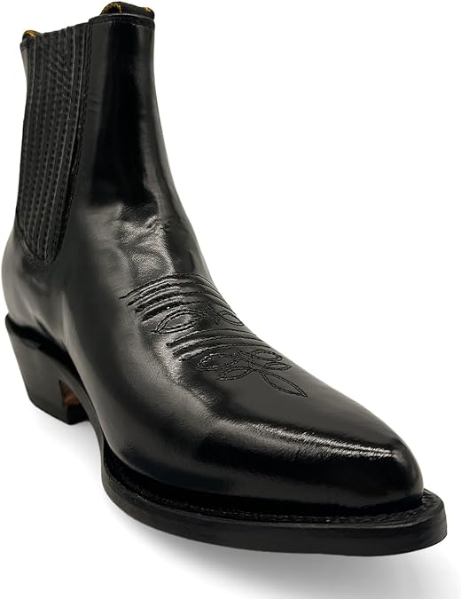 Western Shops Mens Genuine Leather Short Ankle Western Cowboy Boot Charro Botin