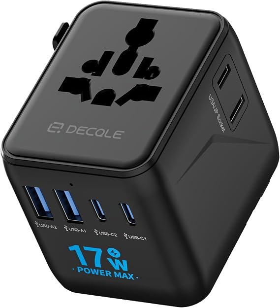 Pro Universal Travel Adapter 2 USB-C& 2 USB-A Cover 200+ Countries