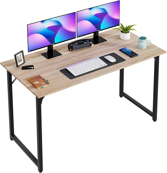 PayLessHere | 47 Inch Computer Desk | Nature | Sturdy Office Desk | Metal Frame, Adjustable Feet | Water-Resistant, Scratchproof Surface | Writing Table for Home Office or Study | Pack of 1