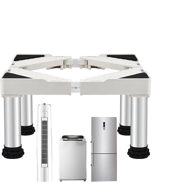 Mini Fridge Stand, Adjustable Refrigerator Base with 4 Strong Feet Length 19.7-29.5in width 16.5-25.5in Height 11.4-12.6in Load 200kg Multifunction Movable Wash Machine Stand Base With Vibration Mat