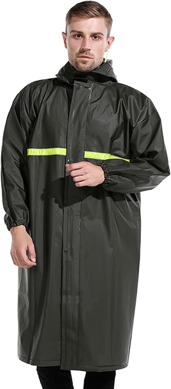 Hooded Rain Poncho Aldult Raincoat Waterproof Durable Poncho Jacket with Reflective Strips