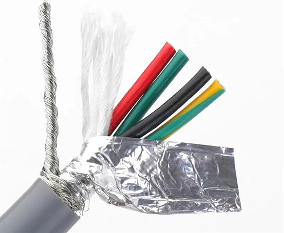 Wire and cable High flexible 2 3 4 6 8 10 12 10 14 16 core drag chain shielded pure copper cable 22 20 18 AWG PVC bending resistant CNC cable Twisted pair shielded cable(2 cores 5meter,22 AWG-0.3MM)