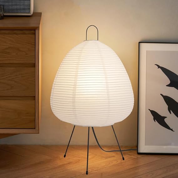 Paper Lamp, Japanese Style Akari Noguchi Table Lamp, Handmade Rice Paper Lantern Lamp for Living Room, Bedroom, Office, Corner