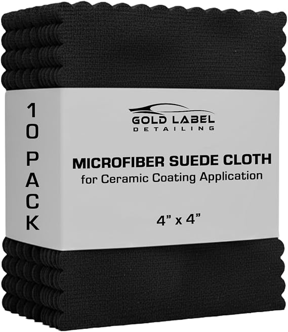 Microfiber Suede Cloth for Ceramic Coating Application 4" x 4" | Ultra Soft Edgeless Cloth for Use with A Foam Applicator