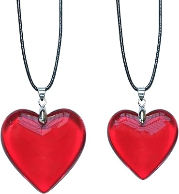 2PCS Chunky Heart Choker Pendant Necklace Adjustable Y2K Merch Gift for Women Girls