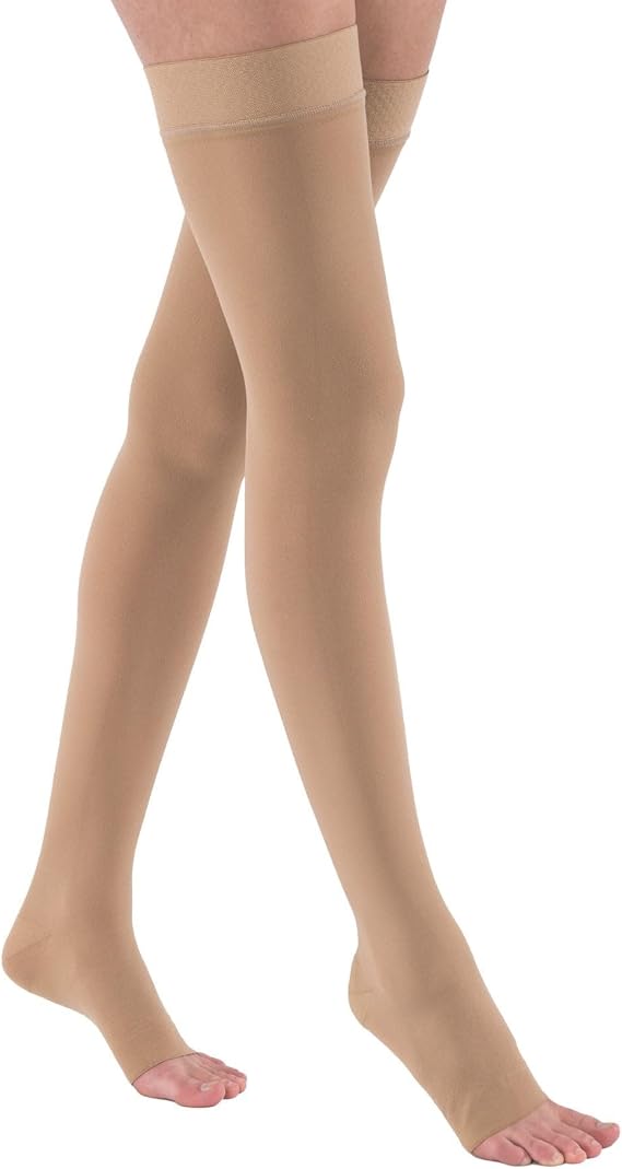 JOBST Relief 15-20 mmHg Compression Stockings, Thigh High Silicone Band, Open Toe | Compression Socks for Women/ Men for Tired, Aching or Swollen Legs