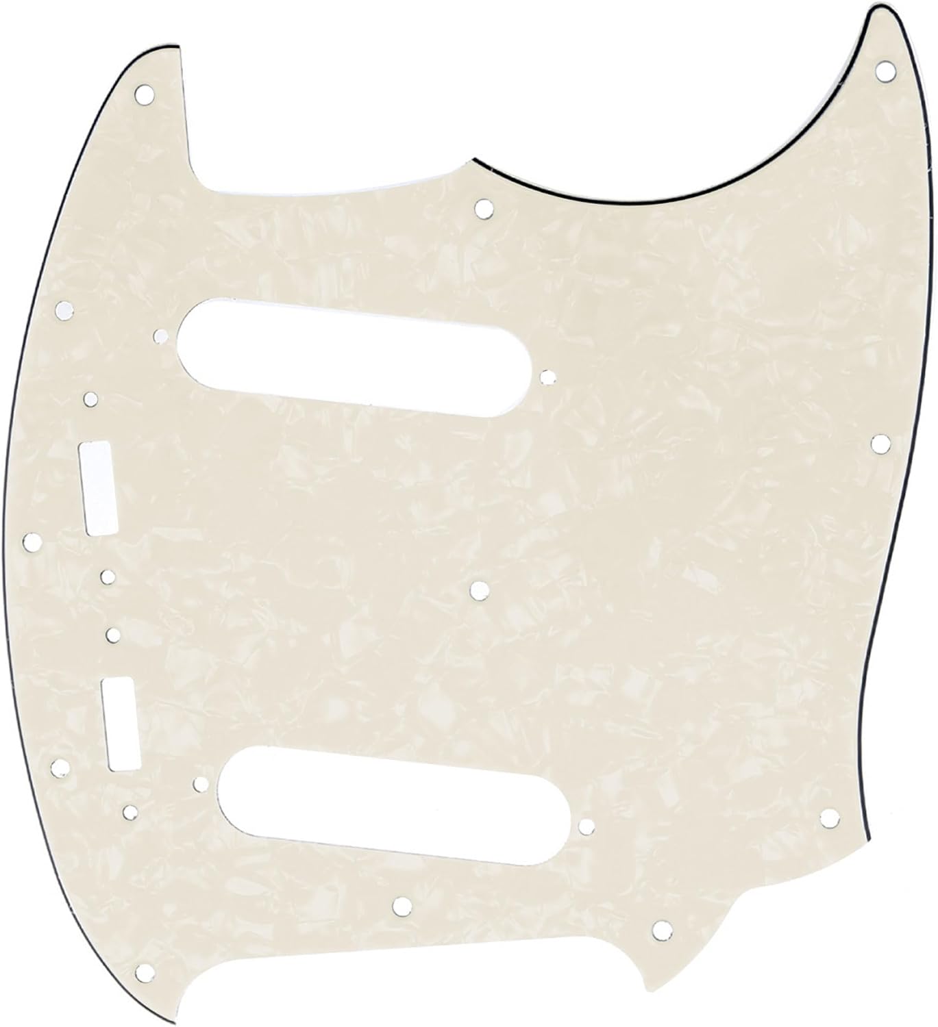 Musiclily Pro 12 Hole Made in USA Fender Mustang Mustang Guitar Pickguard 4-Ply Aged White Pearl
