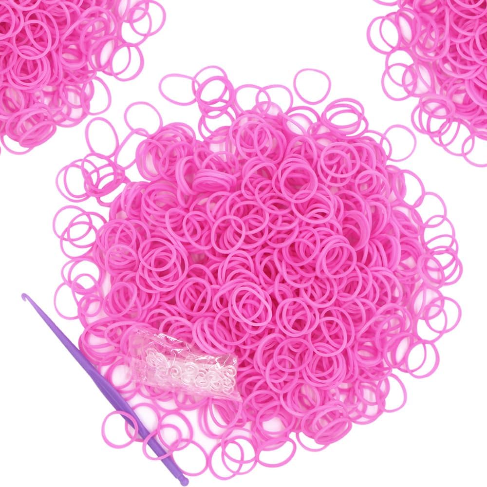 6000-Pack Rubber Loom Bands Making Kit,50PCS S-Clips10-Hooks,Colorful Rubber Bands Refill Kits for Weaving DIY Crafting Gift Pink