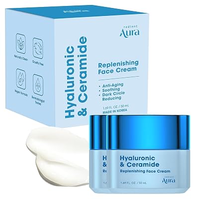 Hyaluronic Acid & Ceramide Face Moisturizer Dermatologist Tested, Anti Aging, Korean Skin Care Hydrating Face Cream, Softens Wrinkles, Non Greasy Feel Vegan, Clean 1.69 Fl. Oz