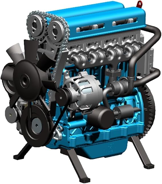 Turbocharged L4 Engine Model, 364+ PCS STEM Educational Kit for Adults & Teens, Functional Metal DIY Build with Moving Parts for Learning Mechanical & Automotive Engineering (BLUE)