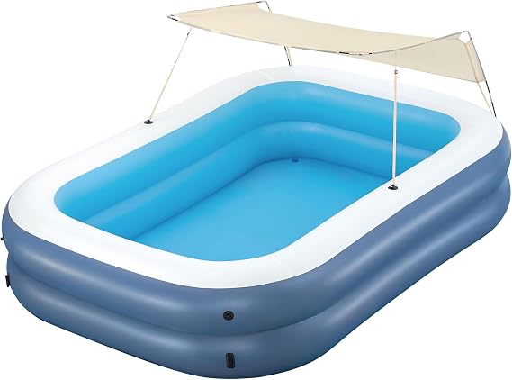 Bestway H2OGO! Summer Bliss Shaded Inflatable Family Pool, 8'4" x 70"