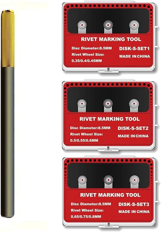 9-Wheel Model Rivet Maker Tool Set - Precision Scribing Kit with Alloy Handle & 3 Multi-Size Wheel Groups - Universal Detail Embossing for Mecha, Aircraft & Tank Scale Modeling(Set S123)