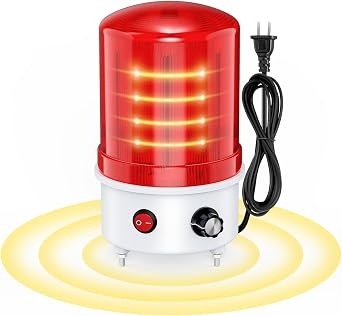 Industrial LED Rotating Warning Siren Light, Red 0120 dB with Buzzer, 100240V AC Wide Voltage, 4W ABS IP65 Waterproof Strobe, Bolt Mount Alarm Sign Light for Factory, Construction, Traffic