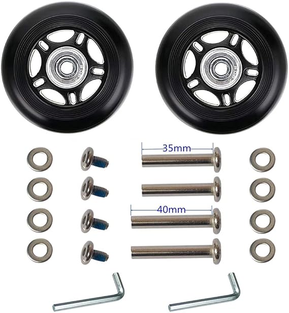 LOTOWELZON 1 Pair Luggage Replacement Wheels 60/64/68/70/75/80/84/90mm with 6mm(0.24") Bearings Repair Kits ABEC 608zz for Suitcase and Inline Outdoor Skate and Caster Board