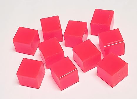 10 Pcs 1 x 1" x 1 Clear Square Acrylic Pink Fluorescent Plexiglass Plastic Cubes Rod Peg