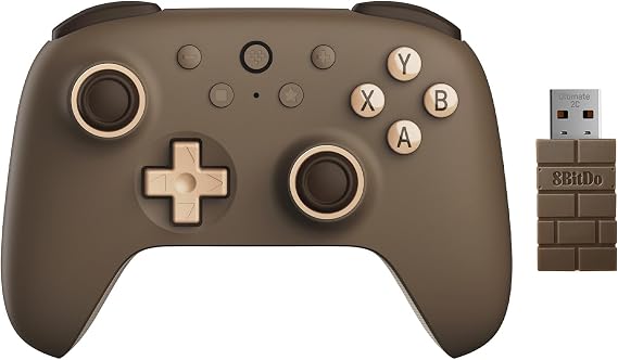 AKNES 8Bitdo Ultimate 2C 2.4G Wireless Controller for Windows PC and Android, with Hall Effect Joysticks and Hall Trigger, 1000Hz Polling Speed and Mappable L4/R4 Buttons (Brownie)