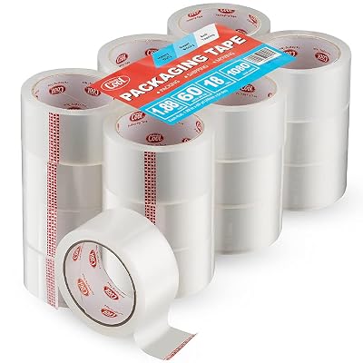 Simply Cool Packing Tape 18 Rolls, Clear Heavy Duty Shipping & Packaging Tape for Boxes, Moving, Mailing & Storage Strong, 1.88 Wide x 60 Yards Per Roll, 1080 Yards Total