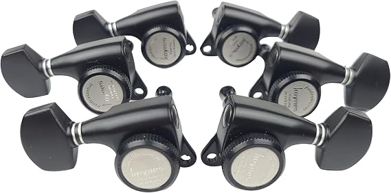 Kaynes Guitar Locking Tuners 18:1 Black Lock String Tuning Keys Pegs Machine Heads Tuners for Strat Tele Lespaul LP SG most Electric or Acoustic Guitars (3R 3L, Black)
