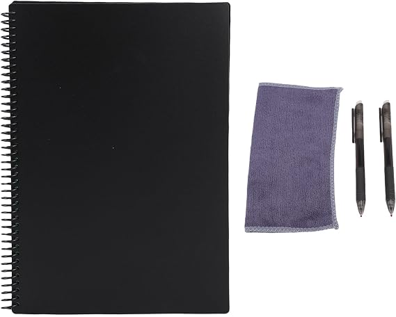LICAEVEY Reusable Whiteboard Notebook, 180x255mm, 30 Sheets Smart Notepad, Black, Lined and Dotted Notes Pages, App Connected, Erasable