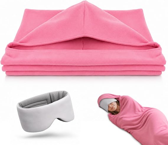 Sleep Pod Set for Deep Sleep - Wearable Sleeping Bag with Soft Warm Fabric & Premium Eye Mask, Cozy Slumber Wrap for Home Lounging, Camping & Travel, Restful Sleep Companion