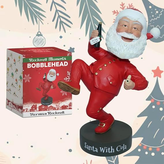 Bobbletopia Norman Rockwell's Santa Claus with Cola Bobblehead, Collectible Christmas Statue Figurine, Holiday Decoration