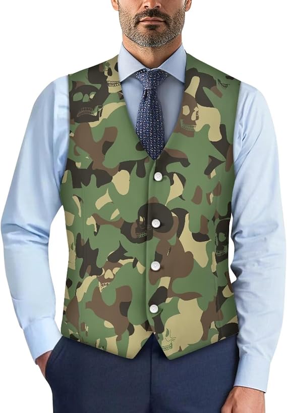 Men's Suit Vest Business Formal Button Dress Waistcoat Vest V neck Slim Fit S-4XL