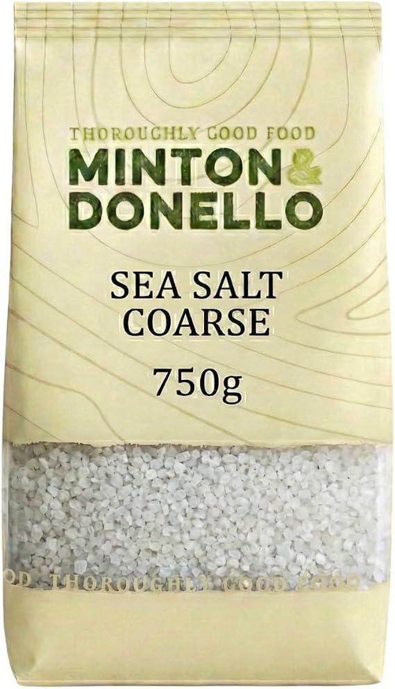 Minton & Donello Coarse Natural Sea Salt 750g – Unrefined Salt with Clean Mineral Taste, Great for Cooking, Finishing Dishes, Rubbing Meats, Baking & Enhancing Everyday Meals