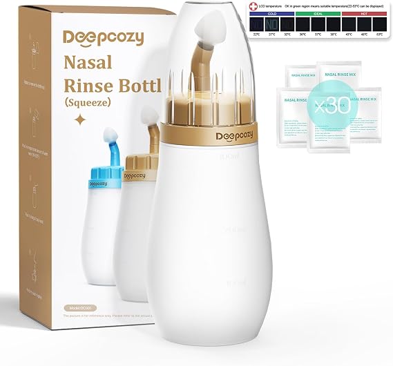 Neti Pot for Sinus Rinse, Nasal Wash Bottle with 30 Saline Packets