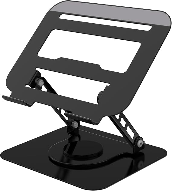 Adjustable Laptop Stand 360Rotation Computer Riser for Desk, Black
