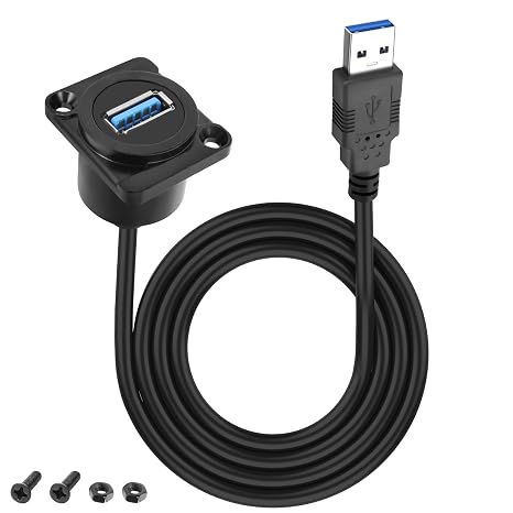 XMSJSIY D-Type USB Panel Mount to USB 3.0 Adapter Cable 5Gbps USB-(D-Type)