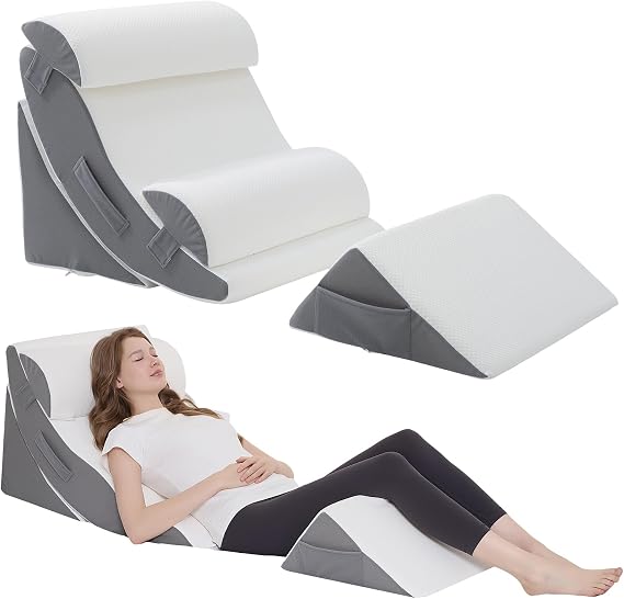 Wedge Pillow Set for After Surgery 5PCS Orthopedic Bed Wedge Pillow Set for Sleeping, Body, Back and Leg Pain Relief